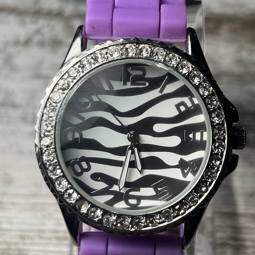 Fashion ZEBRA Print Jelly Silicone Rhinestone Girls,Women‎ Colorful Wrist Watch